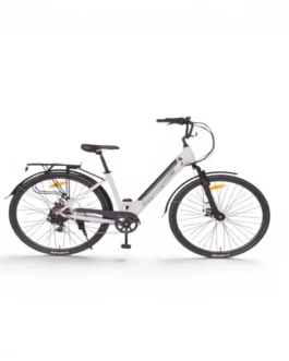 Bicicleta Electrica Nippongame Hyper U – Talle Unico – Blanco – 7vel – Cuadro de aluminio bateria integrada – Frenos a discos mecanicos – Rodado 28